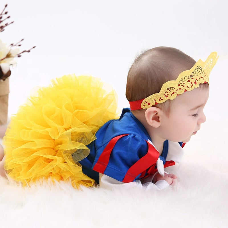 MYRISAM Christmas Costumes for Baby Toddler Girls Snow White Princess Birthday Bodysuit Romper Tutu Dress w/Headband - Image 4
